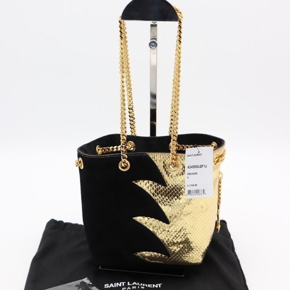 Yves Saint Laurent Handbags - YSL Emmanuelle Black Gold Bucket Shoulder Bag